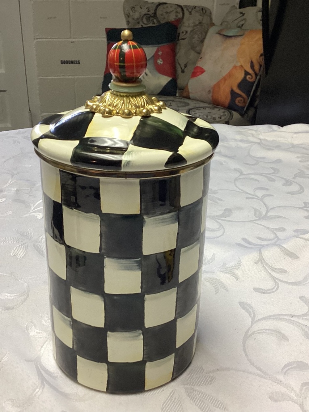 Mackenzie CHILDS TRUE VINTAGE COURTLEY CHECK CANNISTER